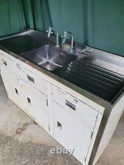 Vintage Paul Millersdale Kitchen Sink Unit Stainless Steel Industrial Cabinet 50