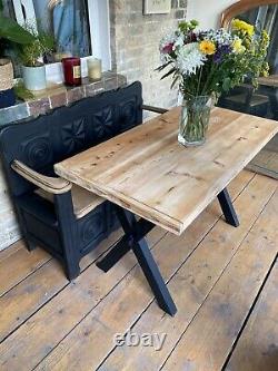 Vintage Pine Farmhouse Kitchen Dining And Bench Monkseat Blanket Box Refurbished