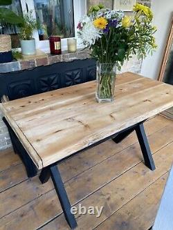 Vintage Pine Farmhouse Kitchen Dining And Bench Monkseat Blanket Box Refurbished