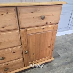 Vintage Pine Sideboard Cupboard Drawers Country Style Wooden Retro Kitchen Unit