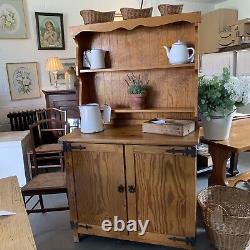 Vintage Pine Welsh Dresser Rustic Country Farmhouse Style Kitchen Compact