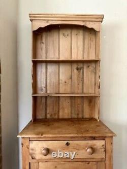 Vintage Pine Welsh Dresser, Wooden Antique Style, Country Farmhouse Decor