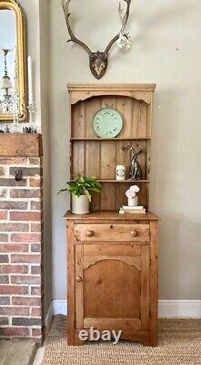 Vintage Pine Welsh Dresser, Wooden Antique Style, Country Farmhouse Decor