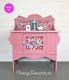 Vintage, Pink, Washstand, Hand Painted, Cabinet, Sideboard, Flamingo, Cupboard