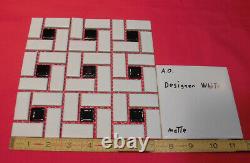 Vintage Pinwheel Floor Tiles Matte White + Black Glossy Dots Classic Design