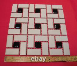 Vintage Pinwheel Floor Tiles Matte White + Black Glossy Dots Classic Design