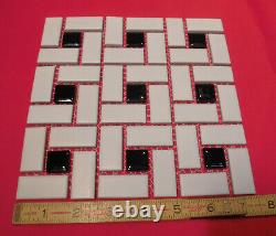 Vintage Pinwheel Floor Tiles Matte White + Black Glossy Dots Classic Design