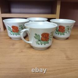 Vintage Pottery coffee tea cup set of 4 porcelain cups Soviet USSR retro kitchen