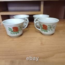 Vintage Pottery coffee tea cup set of 4 porcelain cups Soviet USSR retro kitchen