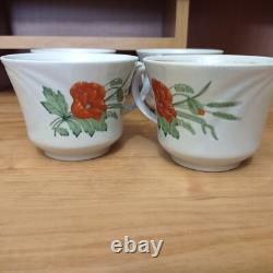Vintage Pottery coffee tea cup set of 4 porcelain cups Soviet USSR retro kitchen