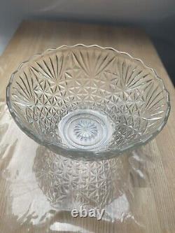 Vintage Rare Crystal Cut Glass Punch Bowl Set With 12 Matching Cups
