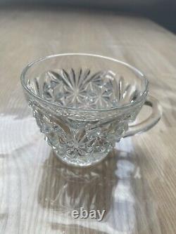 Vintage Rare Crystal Cut Glass Punch Bowl Set With 12 Matching Cups