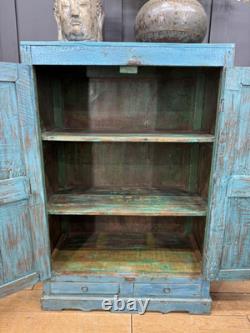 Vintage Reclaimed Blue Cupboard / Painted Bookcase Kitchen Cupboard Cabinet