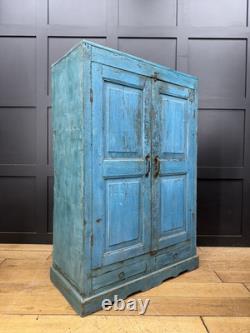 Vintage Reclaimed Blue Cupboard / Painted Bookcase Kitchen Cupboard Cabinet
