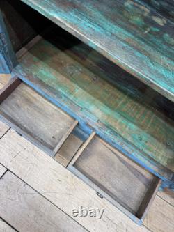 Vintage Reclaimed Blue Cupboard / Painted Bookcase Kitchen Cupboard Cabinet