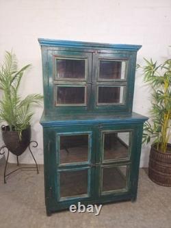 Vintage Reclaimed Indian Glazed Wooden Free Standing Kitchen Drinks Cabinet