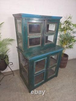 Vintage Reclaimed Indian Glazed Wooden Free Standing Kitchen Drinks Cabinet