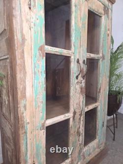 Vintage Reclaimed Indian Glazed Wooden Free Standing Kitchen Drinks Cabinet