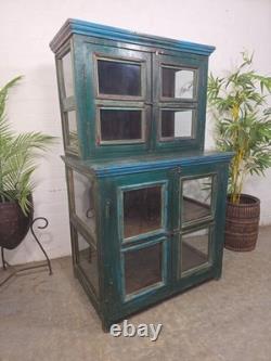 Vintage Reclaimed Indian Glazed Wooden Free Standing Kitchen Drinks Cabinet