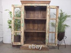 Vintage Reclaimed Indian Glazed Wooden Free Standing Kitchen Drinks Cabinet