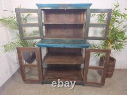 Vintage Reclaimed Indian Glazed Wooden Free Standing Kitchen Drinks Cabinet