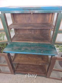 Vintage Reclaimed Indian Glazed Wooden Free Standing Kitchen Drinks Cabinet