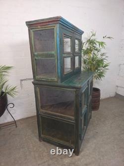 Vintage Reclaimed Indian Glazed Wooden Free Standing Kitchen Drinks Cabinet