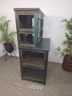 Vintage Reclaimed Indian Glazed Wooden Free Standing Kitchen Drinks Cabinet