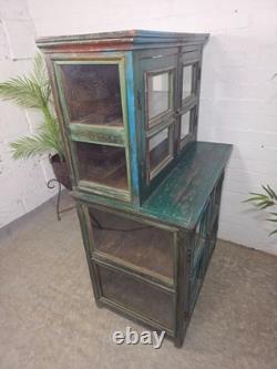 Vintage Reclaimed Indian Glazed Wooden Free Standing Kitchen Drinks Cabinet