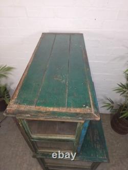 Vintage Reclaimed Indian Glazed Wooden Free Standing Kitchen Drinks Cabinet