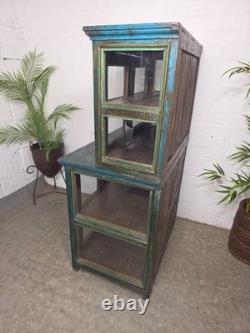 Vintage Reclaimed Indian Glazed Wooden Free Standing Kitchen Drinks Cabinet