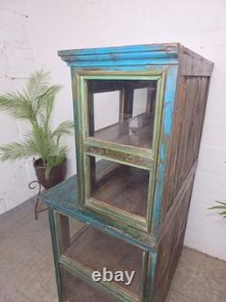 Vintage Reclaimed Indian Glazed Wooden Free Standing Kitchen Drinks Cabinet