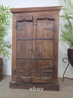 Vintage Reclaimed Indian Solid Wooden Kitchen Drinks Cabinet Cupboard Armoire
