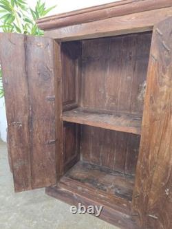 Vintage Reclaimed Indian Solid Wooden Kitchen Drinks Cabinet Cupboard Armoire