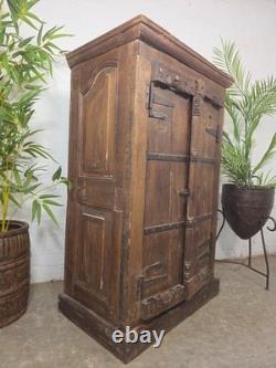 Vintage Reclaimed Indian Solid Wooden Kitchen Drinks Cabinet Cupboard Armoire