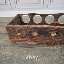 Vintage Reclaimed Rustic Solid Wood Wine Rack Holder 6 Bottles Pine Handmade