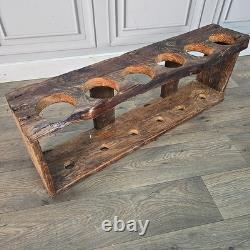 Vintage Reclaimed Wine Rack Rustic Solid Wood Holder 6 Bottles Pine Handmade
