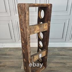 Vintage Reclaimed Wine Rack Rustic Solid Wood Holder 6 Bottles Pine Handmade