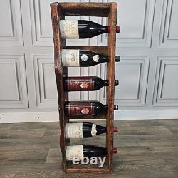 Vintage Reclaimed Wine Rack Rustic Solid Wood Holder 6 Bottles Pine Handmade