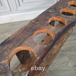 Vintage Reclaimed Wine Rack Rustic Solid Wood Holder 6 Bottles Pine Handmade