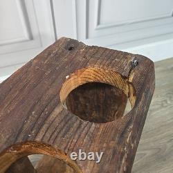 Vintage Reclaimed Wine Rack Rustic Solid Wood Holder 6 Bottles Pine Handmade