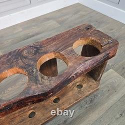 Vintage Reclaimed Wine Rack Rustic Solid Wood Holder 6 Bottles Pine Handmade
