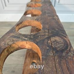 Vintage Reclaimed Wine Rack Rustic Solid Wood Holder 6 Bottles Pine Handmade