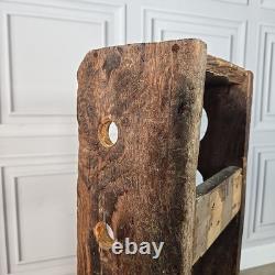 Vintage Reclaimed Wine Rack Rustic Solid Wood Holder 6 Bottles Pine Handmade