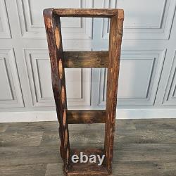 Vintage Reclaimed Wine Rack Rustic Solid Wood Holder 6 Bottles Pine Handmade