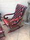 Vintage Red Leather Chesterfield Rocking Chair In Red Oxblood Leather Lk