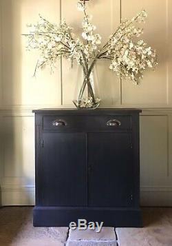 Vintage Reproduction Painted Black Chiffonier Sideboard Server Hall Cupboard