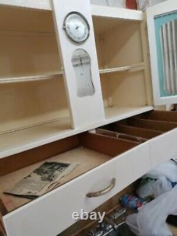 Vintage/Retro 1930's 1950's Kitchen Wall Unit With Clock/Mirror/Drawers