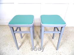 Vintage Retro 1950s 1960s Centa Kitchen Formica Painted grey restored Stools B