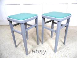 Vintage Retro 1950s 1960s Centa Kitchen Formica Painted grey restored Stools B